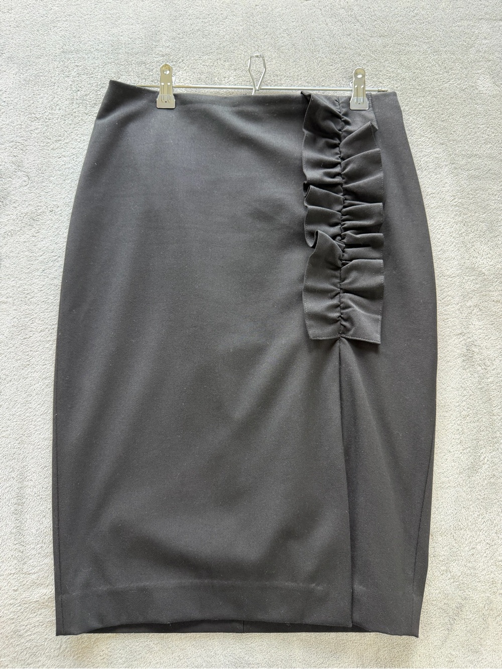 Express Black Pencil Skirt with Side Ruffle & Front Slit - Picture 2 of 5